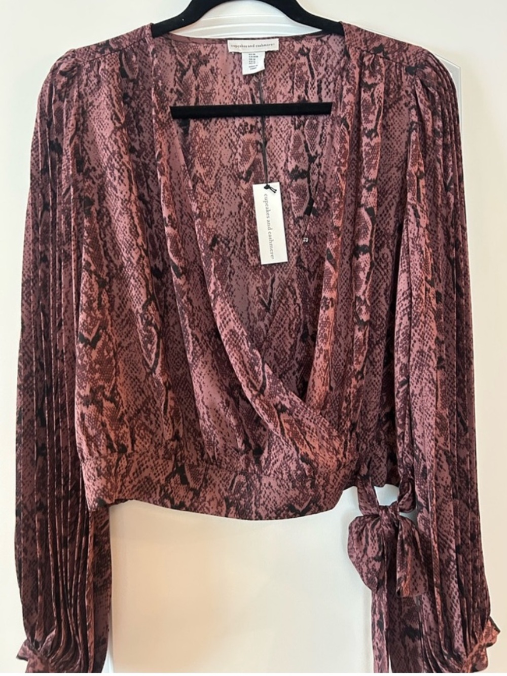 Cupcakes & Cashmere Purple
Snake Print Wrap Blouse - NWT